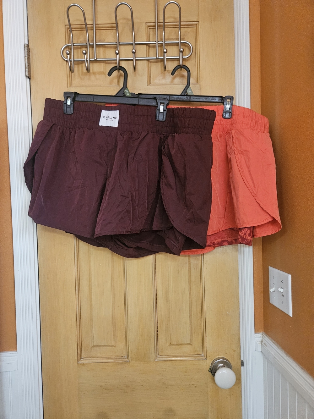 Aerie Offline Maroon and Coral Red Women’s Athletic Shorts Duo